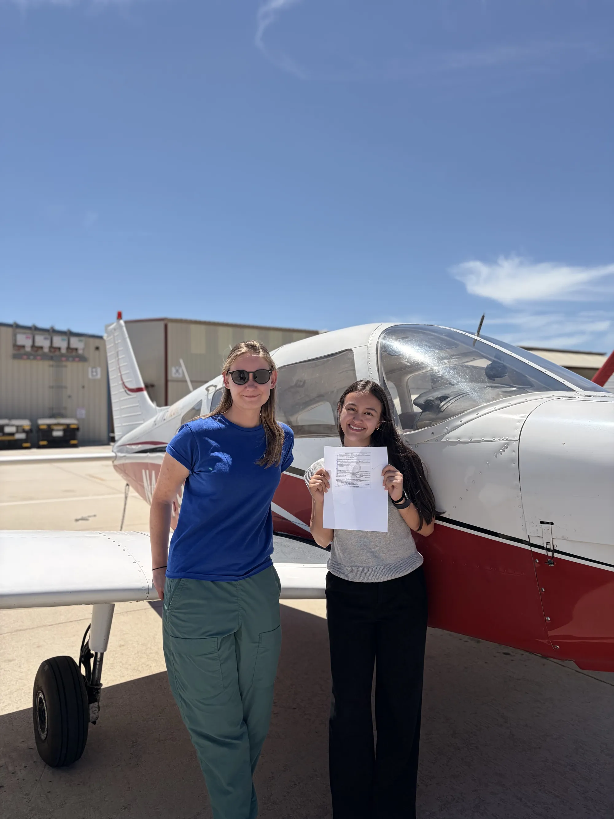Olivia Chediak celebrating her private pilot checkride pass at ActivePILOT