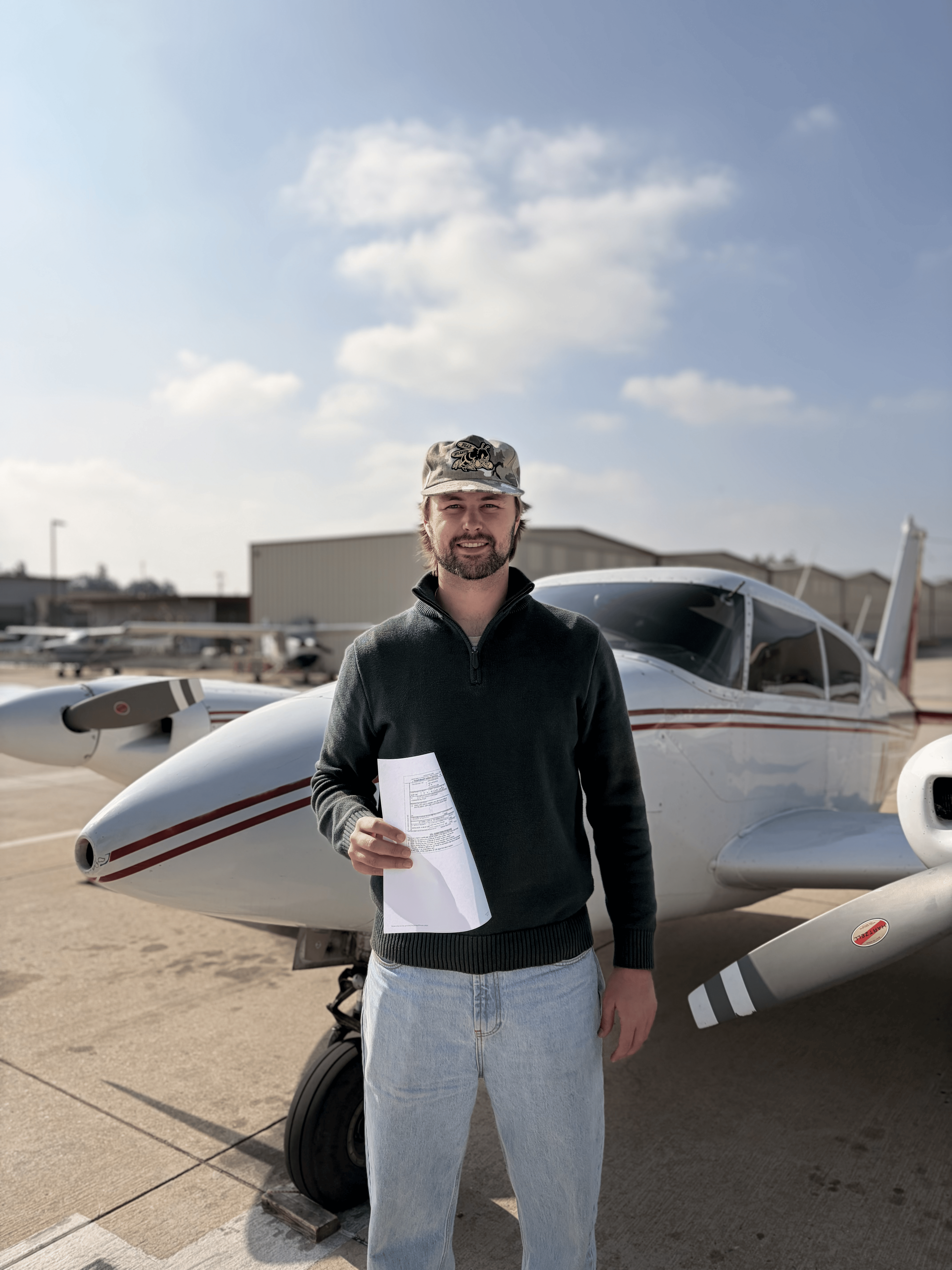 Ryan Rappatoni after passing his commercial multi-engine add-on checkride at ActivePILOT
