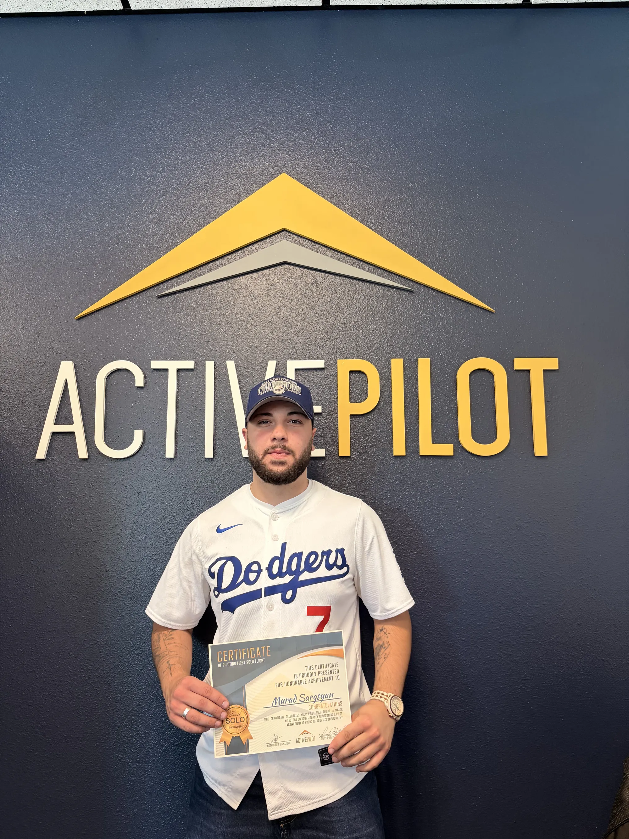 Murad Sargsyan celebrating his first solo flight at ActivePILOT