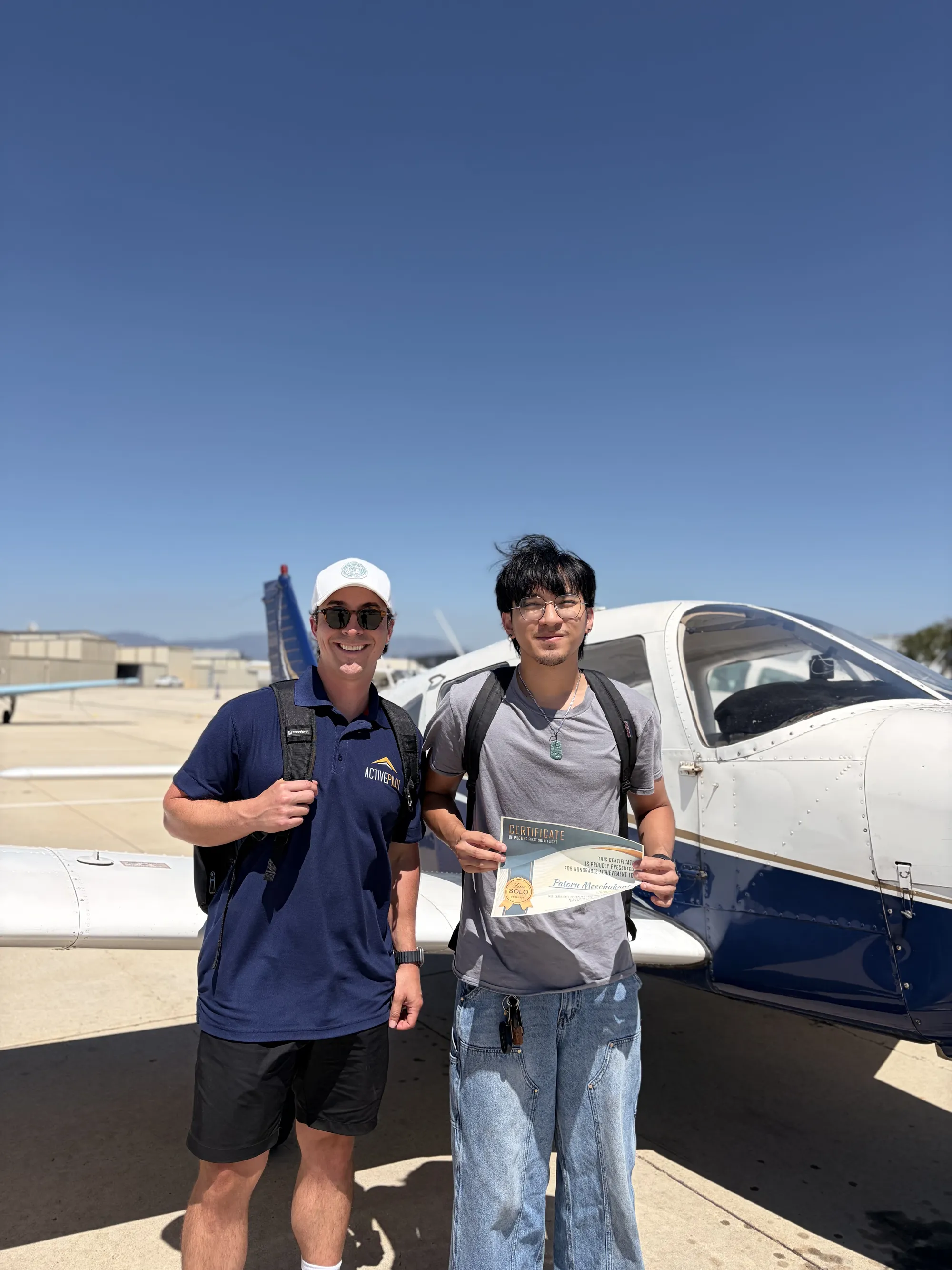 Patron Meechukant celebrating his first solo flight at ActivePILOT
