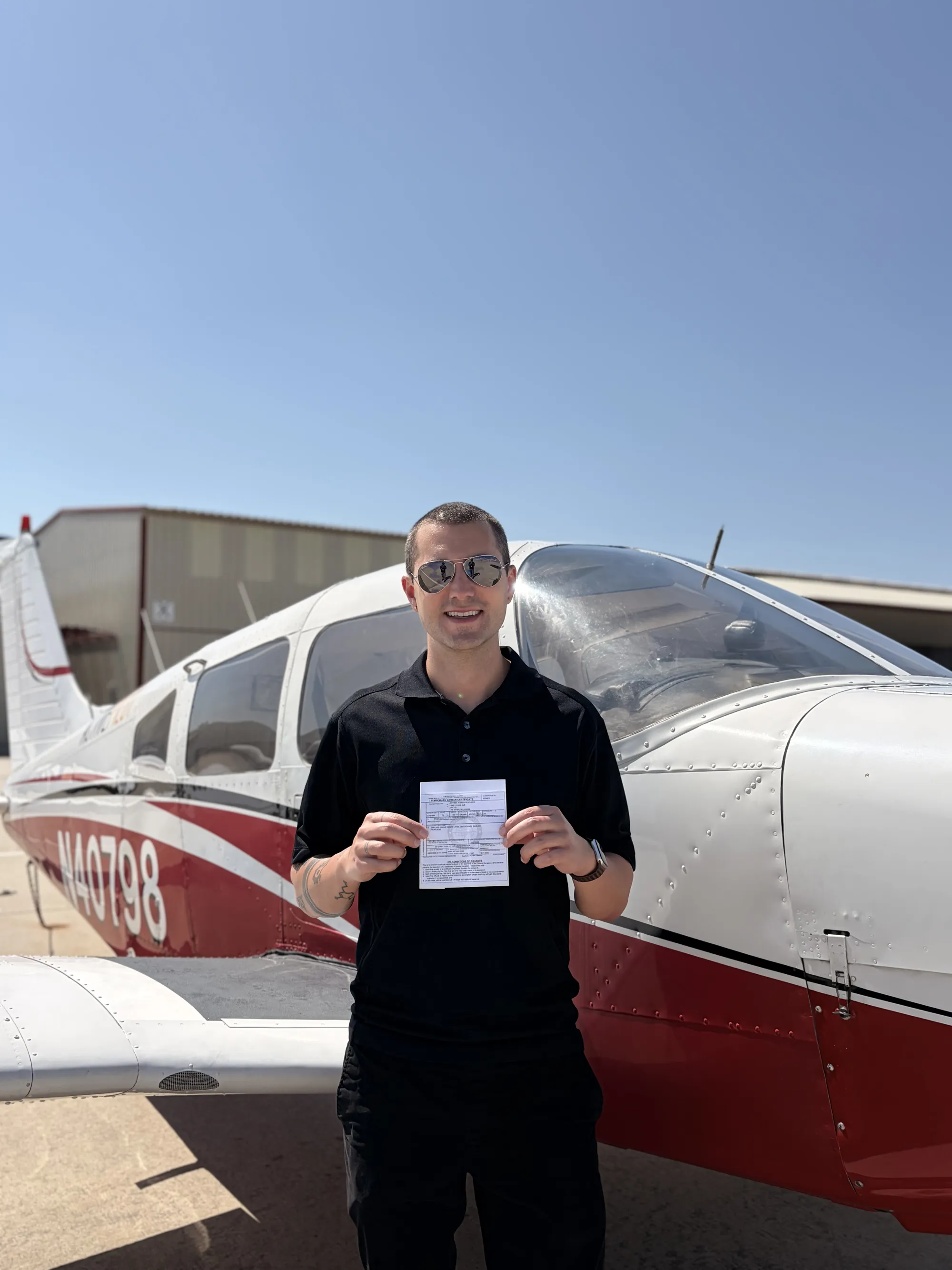 Zeek Scaturro celebrating his private pilot checkride pass at ActivePILOT