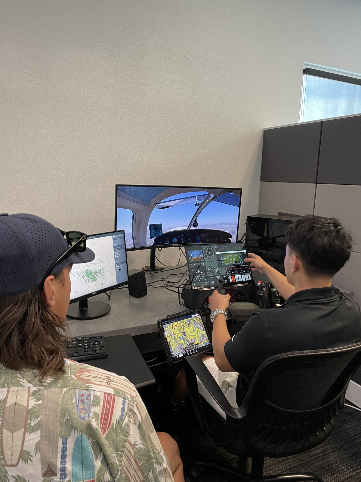 ActivePILOT student practicing an instrument scan in the X-Plane flight simulator