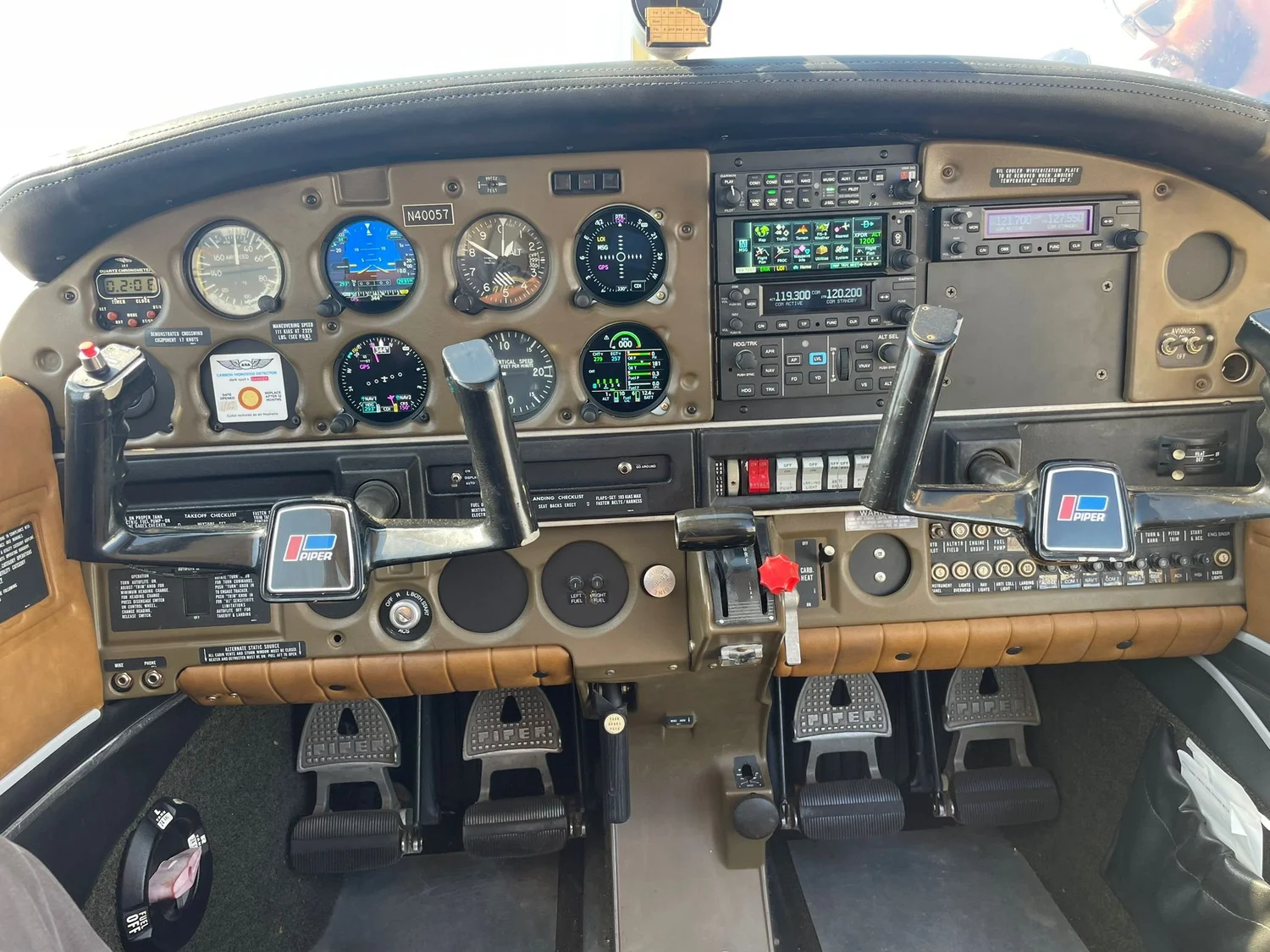 Cockpit interior view of TAA Piper Warrior N40057